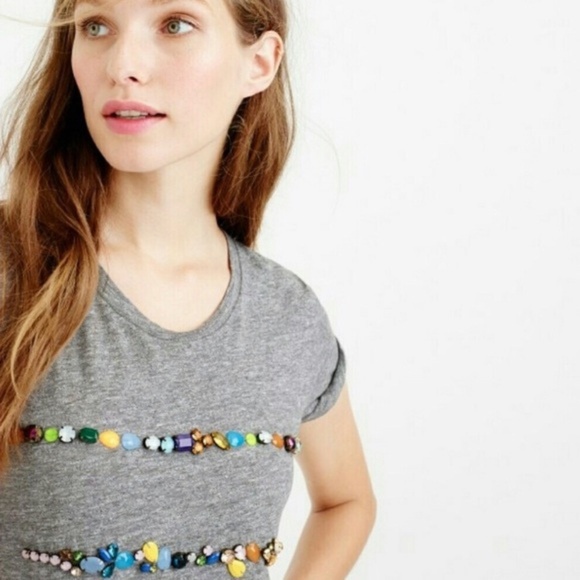 J.Crew Jewel Striped Gray T-Shirt Size Small - Picture 11 of 11